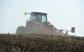 ploughing, field, tractor, plough