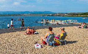 Lake Most, Czech Republic, people, visitors, nice weather