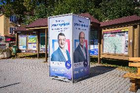 Richard Pikner and Rudolf Salvetr, poster, coalition of ODS, TOP 09 and independent mayors