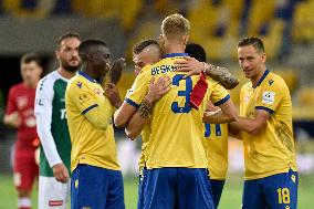 Soccer players of  Dunajska Streda celebrate a victory