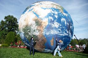 A giant inflatable model of the planet Earth, garden of Czernin Palace