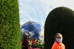 A giant inflatable model of the planet Earth, garden of Czernin Palace