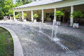 Mercandin`s Gardens, Colonnade, fountain, water