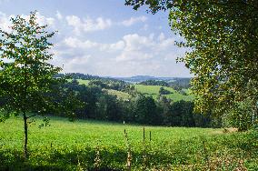 a on Sumava landscape from graveyard