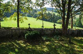 a on Sumava landscape from graveyard