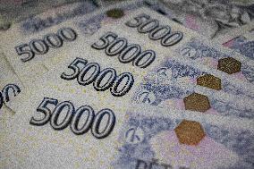 money, Czech crowns, 5000, banknotes, cash