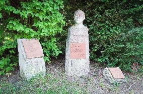 A bust and memorial plaque to Jsef Vachal, painter and author