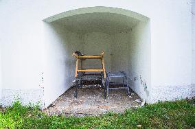 The Church of St Anne, Javorna, cemetery bier