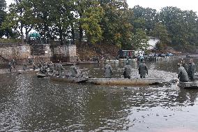 fishermen, fishing, fish, Rozmberk pond