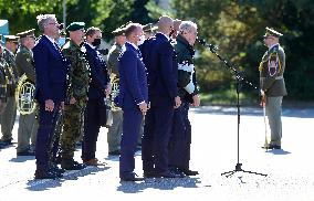 Milos Zeman bestowing of a combat flag and the honorary name of Major General Josef Duda on the 533rd Battalion Unmanned Systems