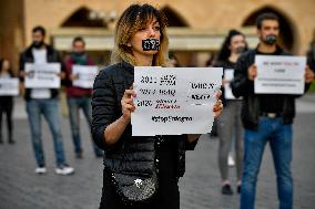 protest in Old Time Square in Prague, clashes between Armenia and Azerbaijan in Nagorno-Karabakh