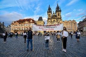 protest in Old Time Square in Prague, clashes between Armenia and Azerbaijan in Nagorno-Karabakh