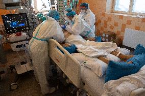 coronavirus covid-19 infected patient in General University Hospital in Prague