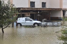 River Porubka, village Vresina, heavy rain, raised water level