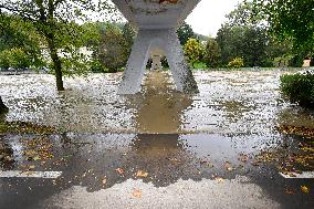 Heavy rainfalls, flood, River Becva, Teplice nad Becvou