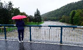 Heavy rainfalls, flood, River Becva, Teplice nad Becvou