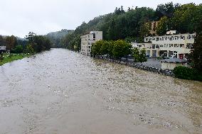 Heavy rainfalls, flood, River Becva, Teplice nad Becvou