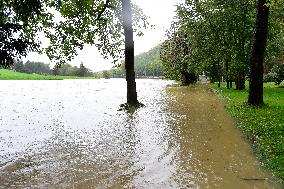 Heavy rainfalls, flood, River Becva, Teplice nad Becvou