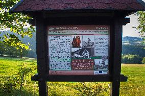 the landscape between Keply and Kochanov, Educational trail information board, Sumava