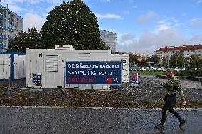 sampling point for testing on SARS-CoV-2 on the Vitezne Square in Prague