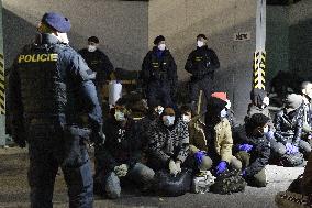 Customs officers, police, migrant, migrants, Czech Republic, truck, South Moravia