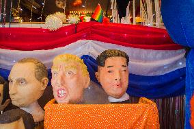 rubber character mask Vladimir Putin, Donald Trump, Kim Jong Un