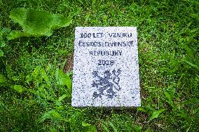 The memorial stone to the 100th anniversary of the founding of the Czechoslovak Republic in Uhersky Brod