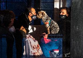 people, dog, face mask, coronavirus, COVID-19, Prague