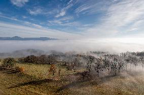 Temperature inversions, SMOG, autumn, Czech Republic, Giant Mountains