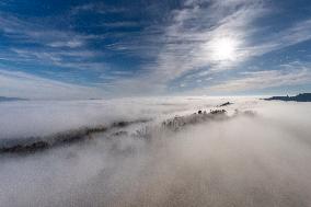 Temperature inversions, SMOG, autumn, Czech Republic, Giant Mountains