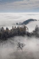 Temperature inversions, SMOG, autumn, Czech Republic, Giant Mountains