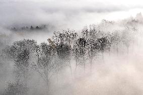Temperature inversions, SMOG, autumn, Czech Republic, Giant Mountains