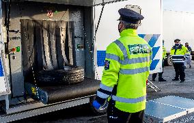 Police and customs officers are checking vehicles over illegal migration on the D8 motorway