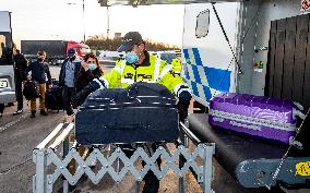 Police and customs officers are checking vehicles over illegal migration on the D8 motorway