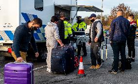 Police and customs officers are checking vehicles over illegal migration on the D8 motorway