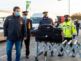 Police and customs officers are checking vehicles over illegal migration on the D8 motorway