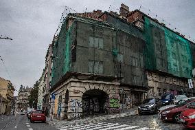 Abandoned building, squat, Prague