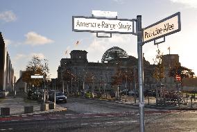 Annemarie-Renger-Strasse sign in Annemarie Renger Street, Berlin