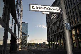 Katharina-Paulus-Strasse sign in Katharina Paulus Street, Berlin