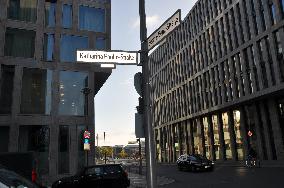 Katharina-Paulus-Strasse sign in Katharina Paulus Street, Berlin