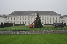 Christmas tree in front of Bellevue Castle