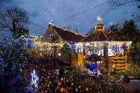 Vaclav Trunec's house decorated with thousands of Christmas bulbs, lights, decoration, decorations