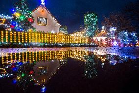 Vaclav Trunec's house decorated with thousands of Christmas bulbs, lights, decoration, decorations