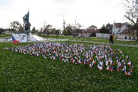 a symbolic place of reverence for the victims of the covid-19 disease, Czech flags flag