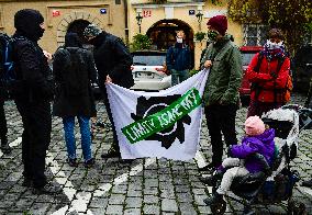 Protest against cutting of Dannenroder forest in Germany in Prague