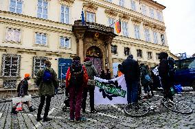 Protest against cutting of Dannenroder forest in Germany in Prague