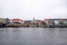 Prague, city, town, building, river, Vltava, Emauzy