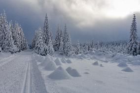 Czech, winter, snow, Jizera Highway, (Izera) Mountains, Isergebirge