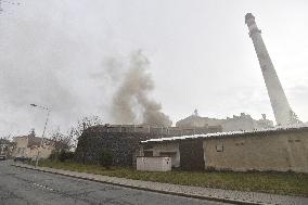 heating plant in Kolin, explosion, fire, firemen
