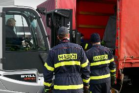 Firefighters, firemen, equipment, humanitarian aid